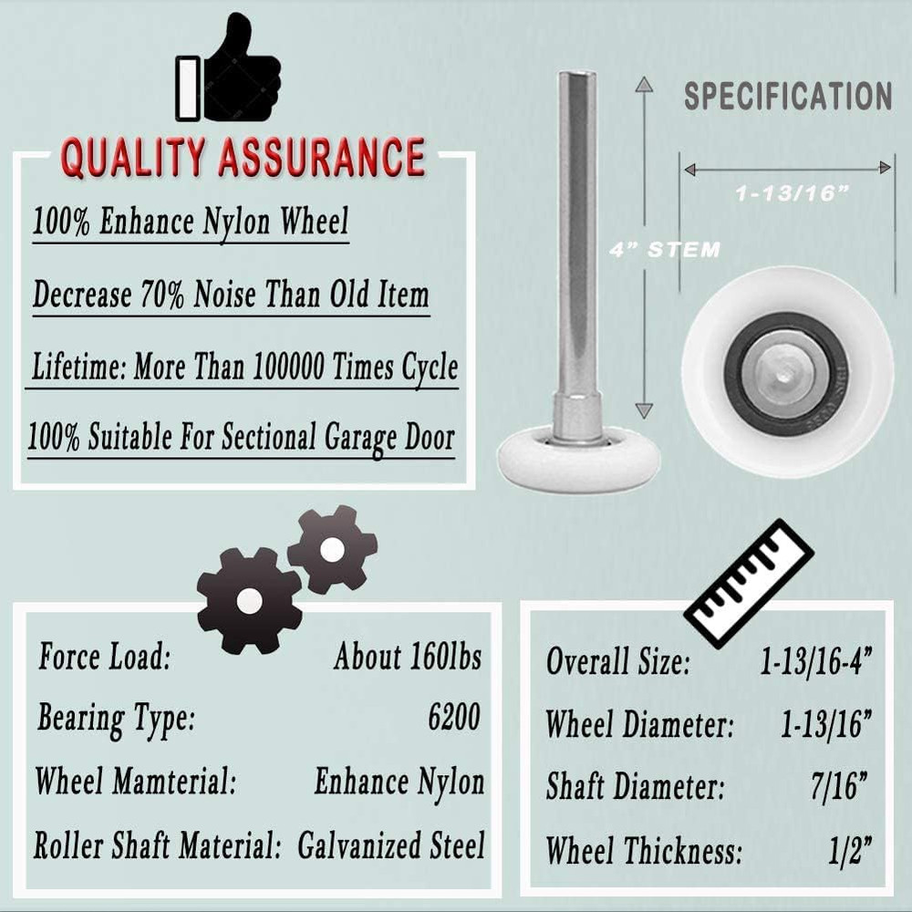 Garage Door Hardware Kit Roller/Hinge/Top Bracket/Wire Rope (For 8' Height Garag