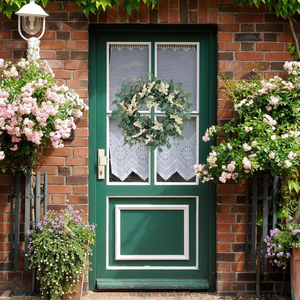 Durable 18" Spring Wreath with Eucalyptus & White Berries for -Round Charm