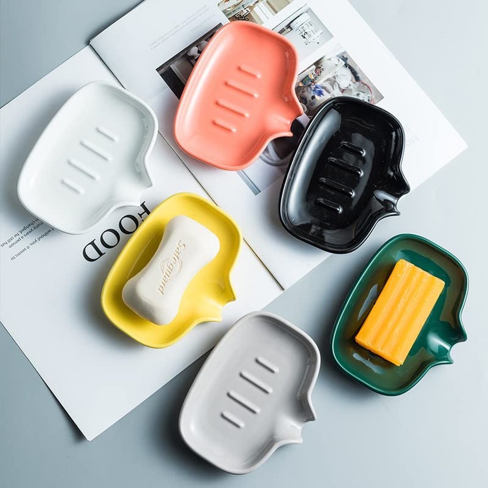 Multi-Color Ceramic Soap Dish for Kitchen or Bathroom, Easy to Clean, Self Dr...