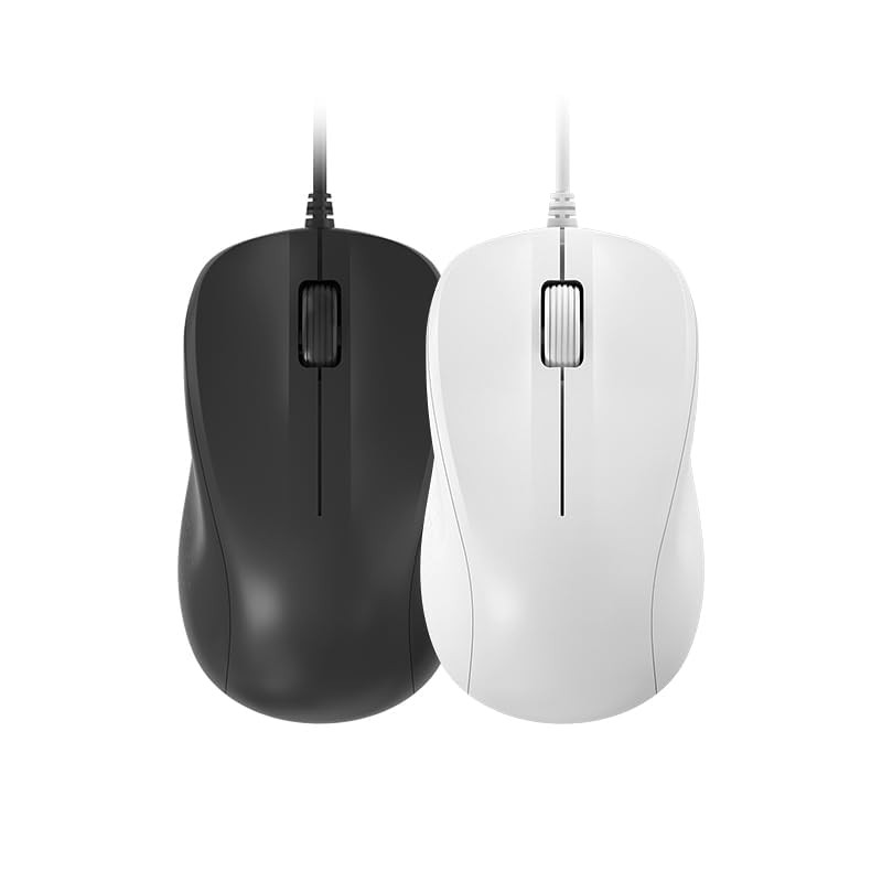 USB Silent Wired Computer Mouse Easy Click 1200DPI Portable Windows Black