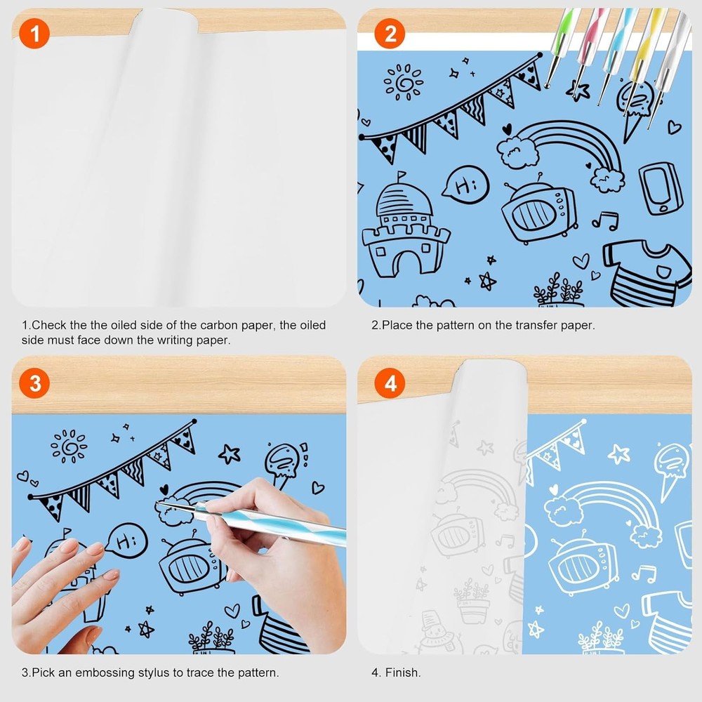 200 Sheets White Carbon Transfer Paper & Stylus Set - Art & Craft Essentials