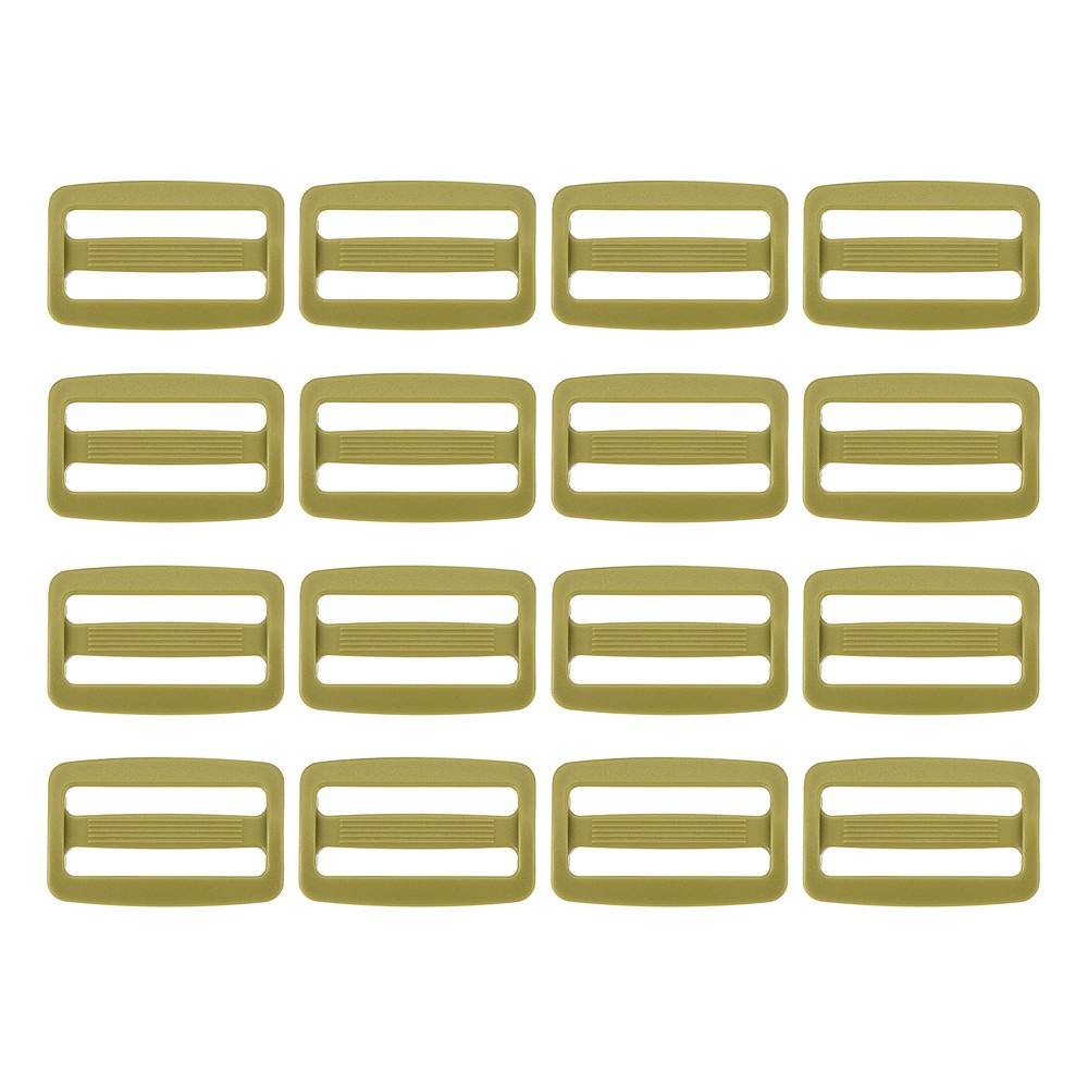 16 Pack Plastic Slide Buckle, 1 1/2" Tri-Glide Adjusters Webbing Slider, Khaki
