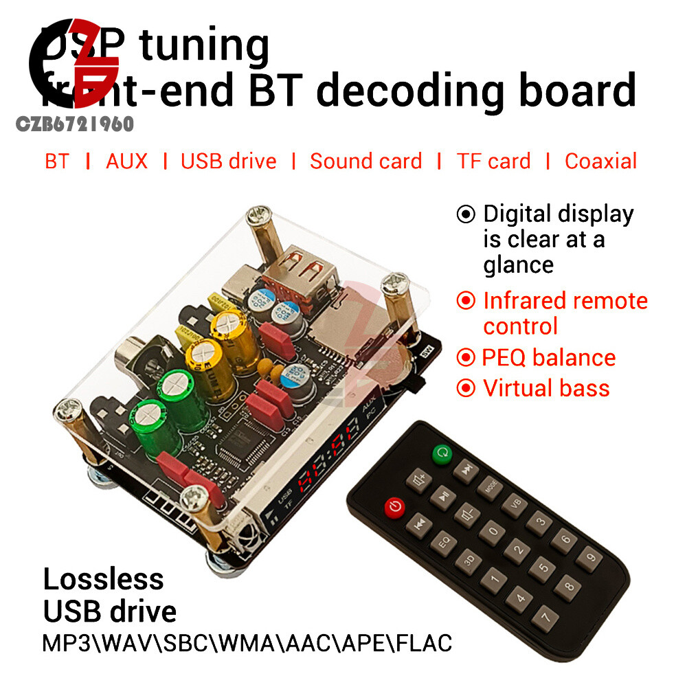 ZK-DAM-K1 Bluetooth U Disk Sound Card TF Decoder Board Front DSP Tuning Type-C