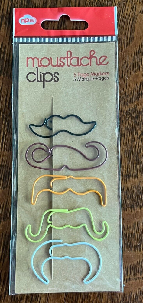 Moustache Multicolor Paper Clips Great Office Work Gift Pk 5