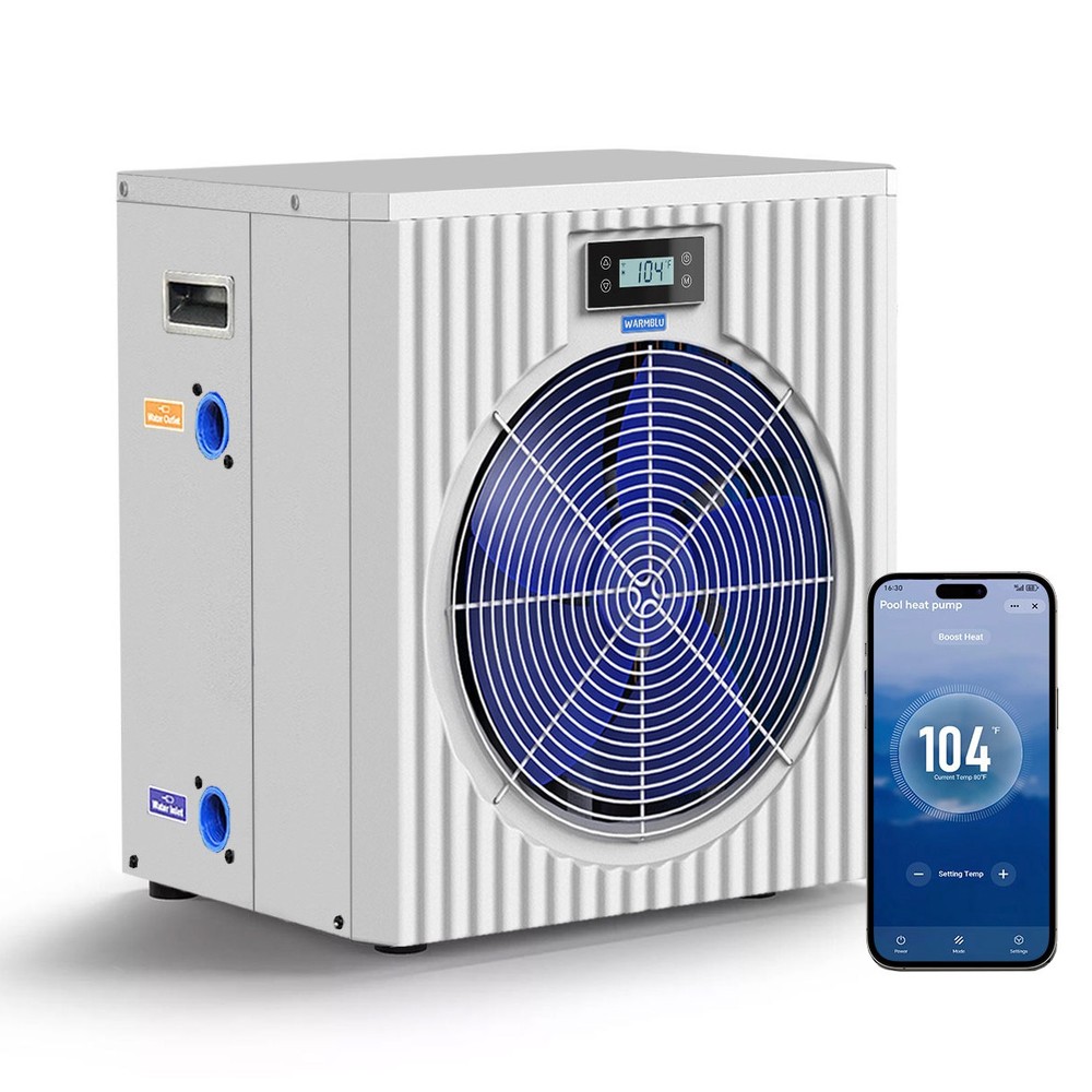 WARMBLU 120V Heat Pump with Titanium Heat Exchanger Pool Spa Heater 18000BTU