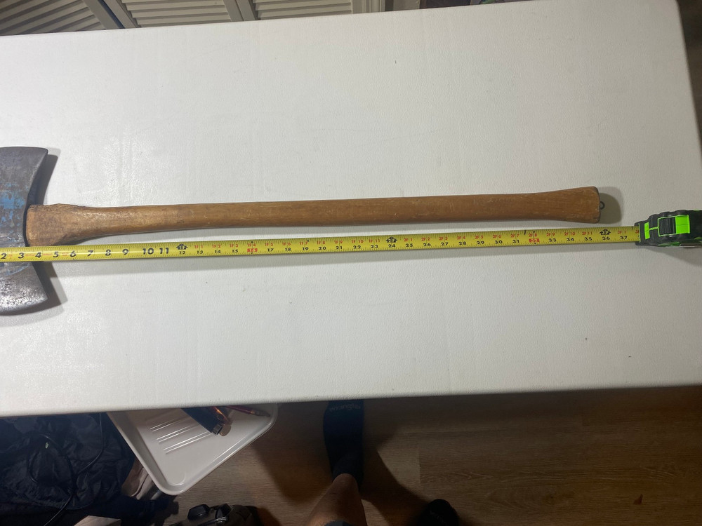 UNBRANDED - DOUBLE BIT AXE WTH ORIGINAL HANDLE "Marked 3 1/2 "