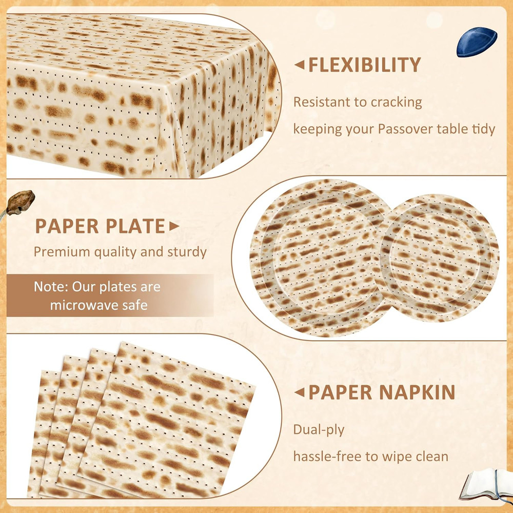 30 Sets Seder Plates for Passover, 122 PCS Disposable Passover Decorations, Pass