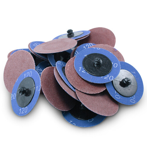 100 Pack - 2" 120 Grit A/O Quick Change Sanding Disc Black Hawk, Type R Roloc