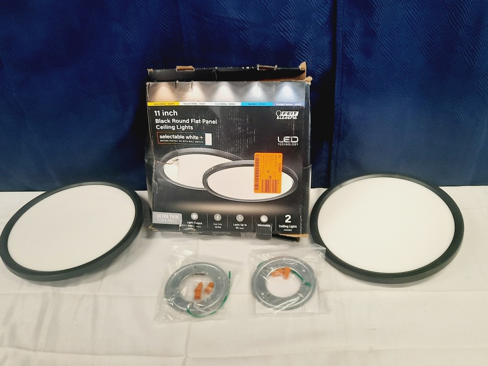 2 Pack Feit Electric 11 in.13.5w 1100 Lumen Dimmable Selectable Round Flush NEW