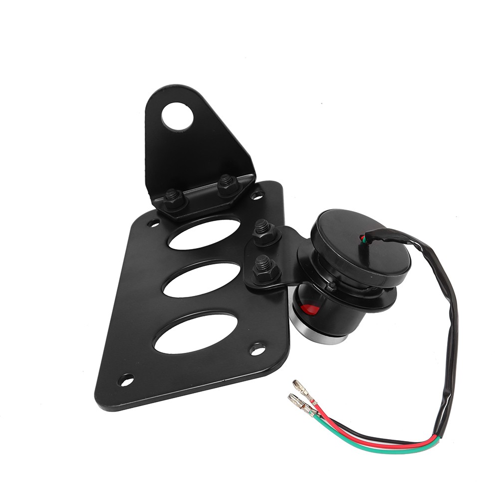 Motorcycle Side Mount Tail Light License Plate Bracket For Chopper Bobber Black