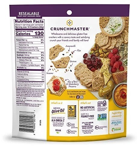Crunchmaster Multi Seed Crackers Rosemary Olive Oil 4 Ounce Pack