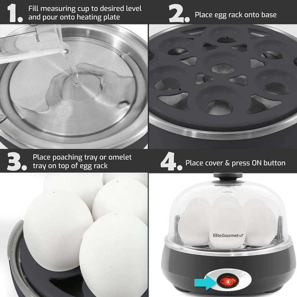 Automatic Egg Cooker for Perfect Boiled Eggs - 7-Egg Capacity, Timer & Buzzer