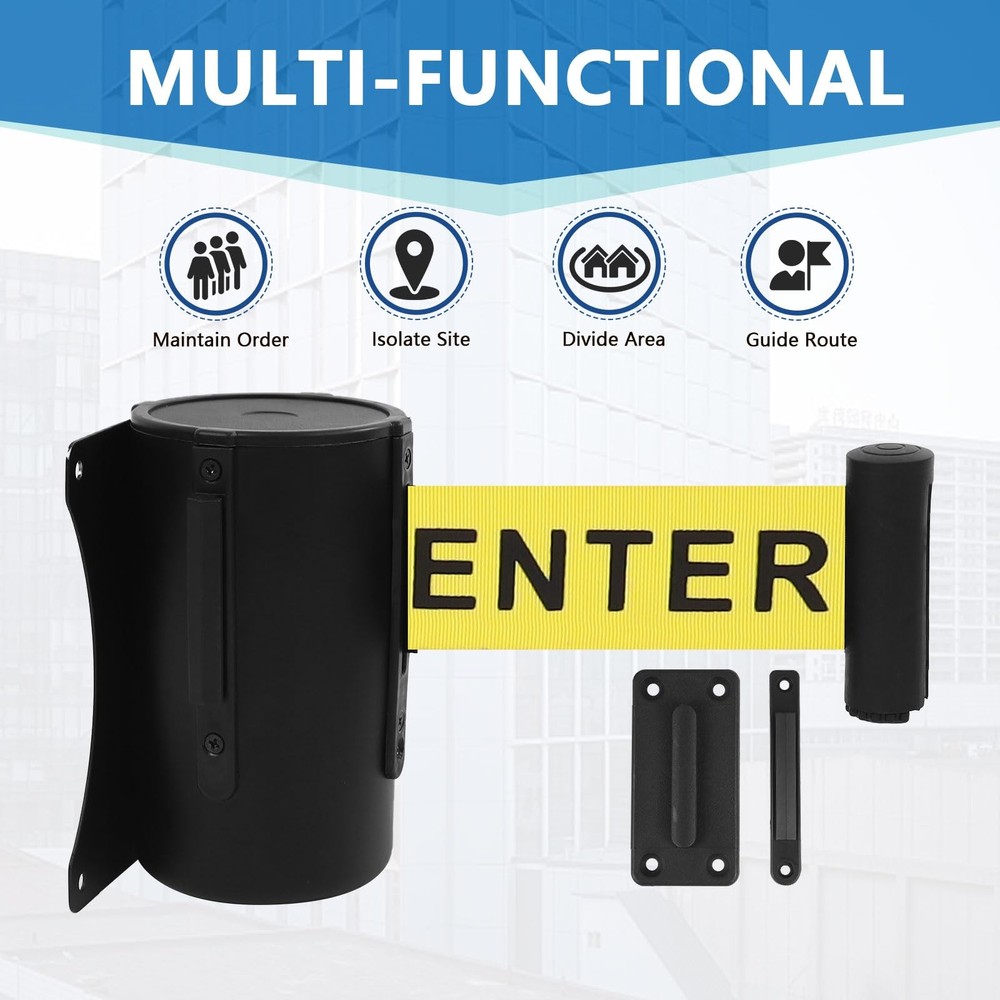 Wall Mount Retractable Belt Barrier 2 Pack, TrreZon Fixed Retractable Belt Ba...
