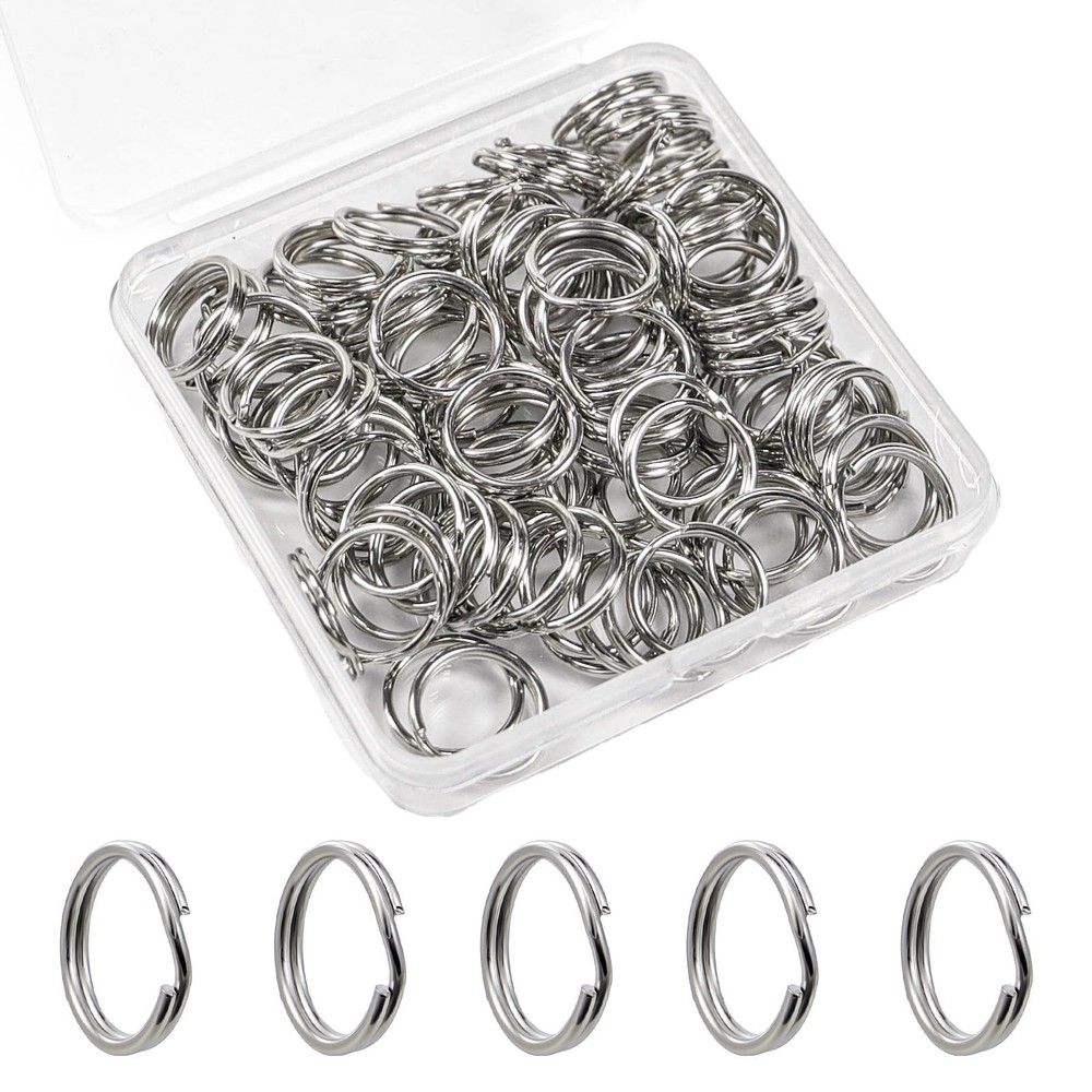 1/2'' 100PCS Small Split Key Rings for Keychains, Double Loops Metal Mini Key...