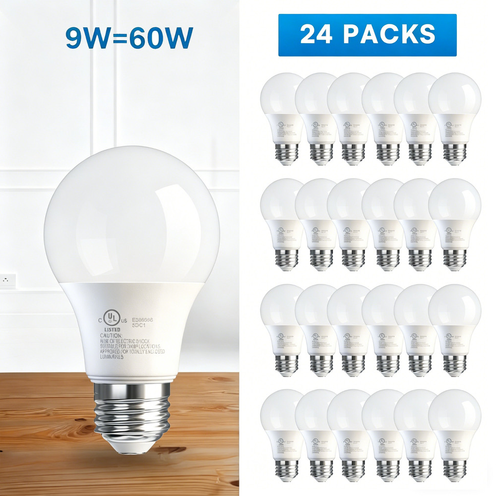 60W Equivalent LED Light Bulb 760 LM A19 5000K Daylight NonDimmable 12/24Pack