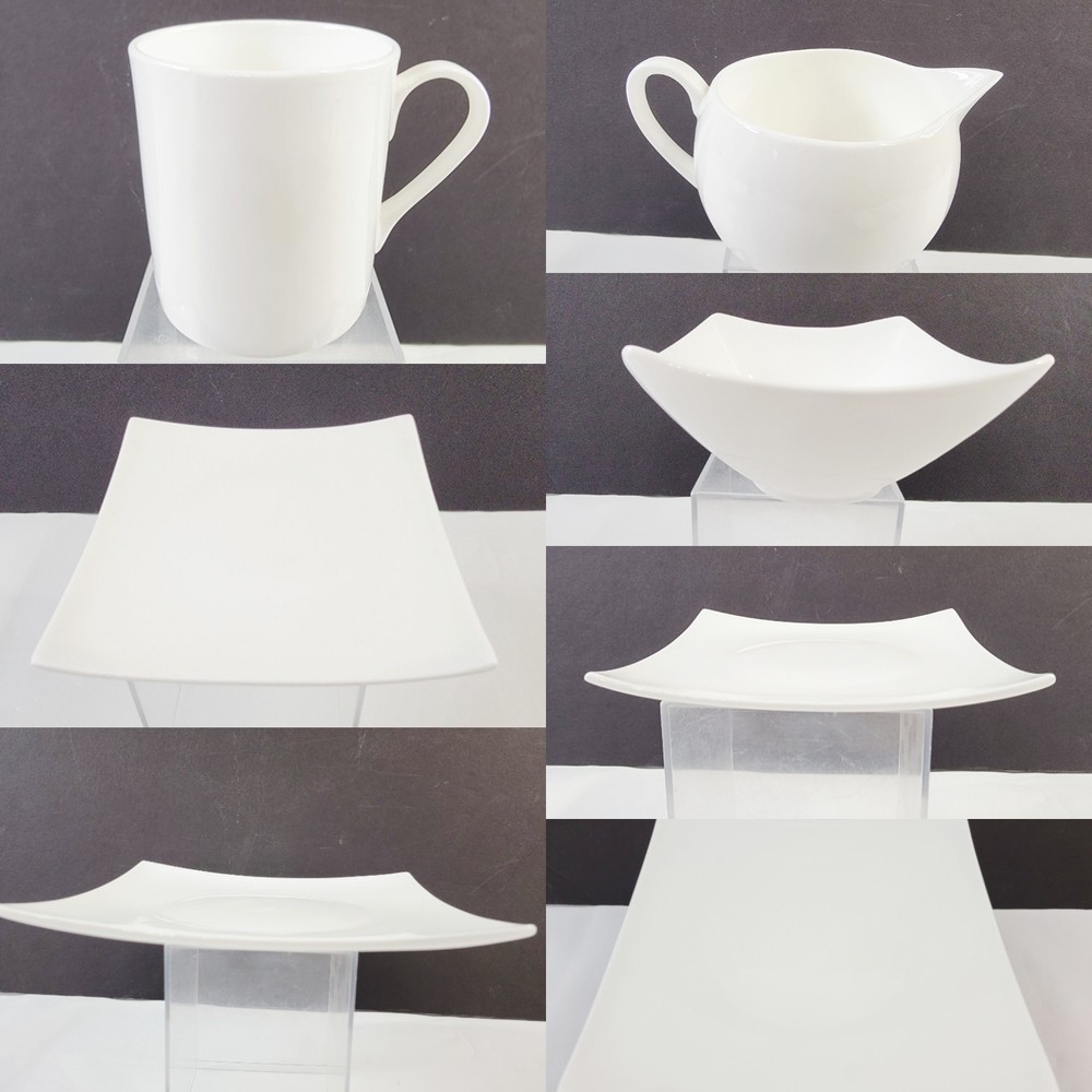 Fitz And Floyd Nevaeh White Square Dinnerware Pieces - Per Piece Selection