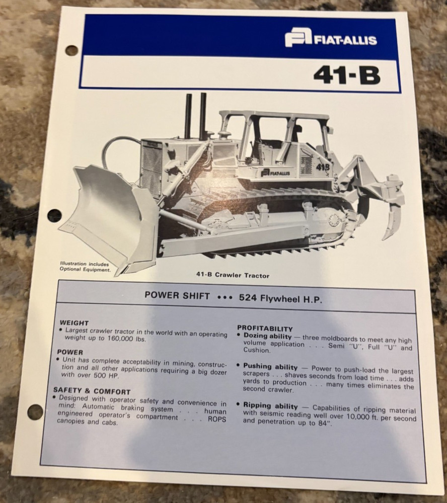 Fiat Allis 41-B Dozer Brochure AMIL25