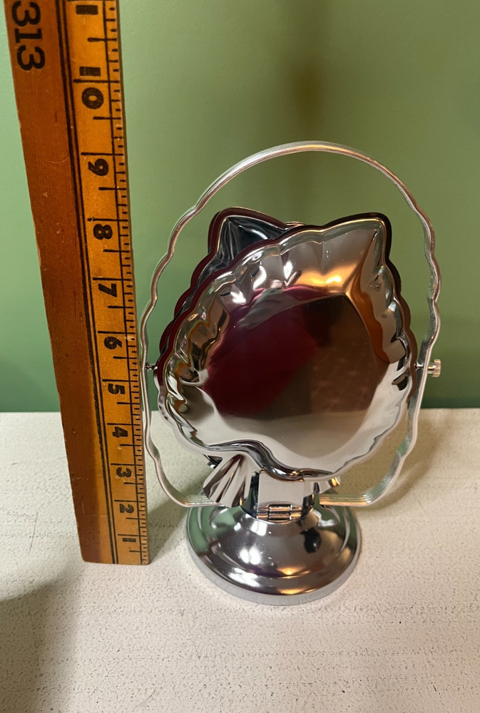 Chrome Plate 3 Tier Leaf Design Candy Cake Stand No 505
