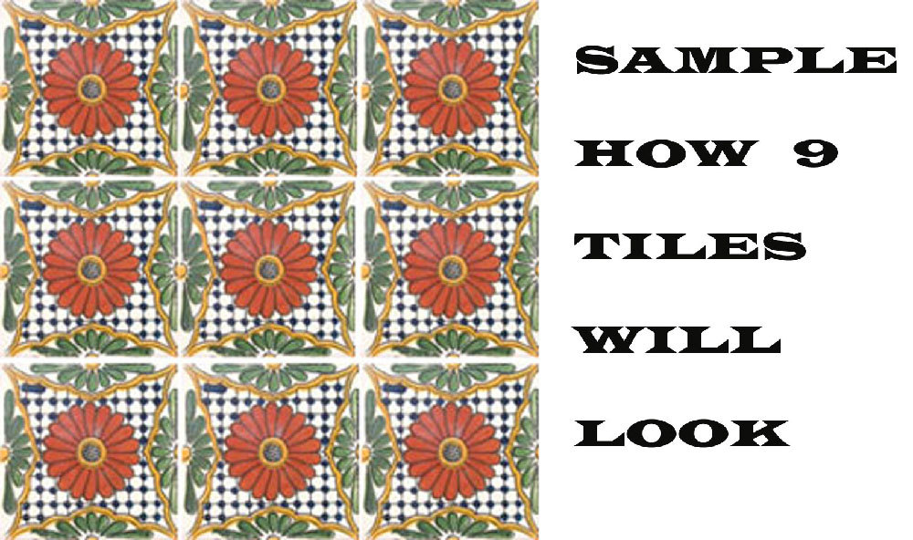 #C023 MEXICAN CERAMIC HANDMADE TALAVERA TILE SETS