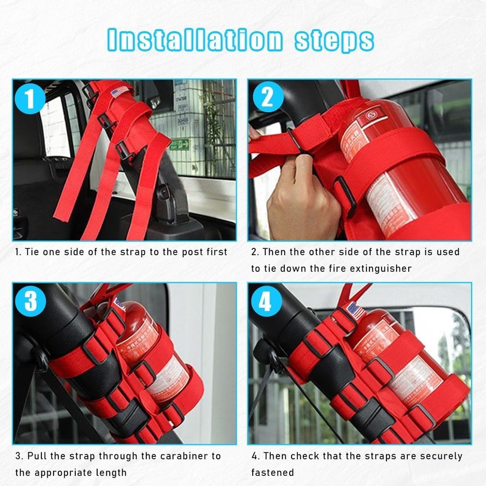 Adjustable Fire Extinguisher Mount Strap with American Flag Pattern, Car Acce...