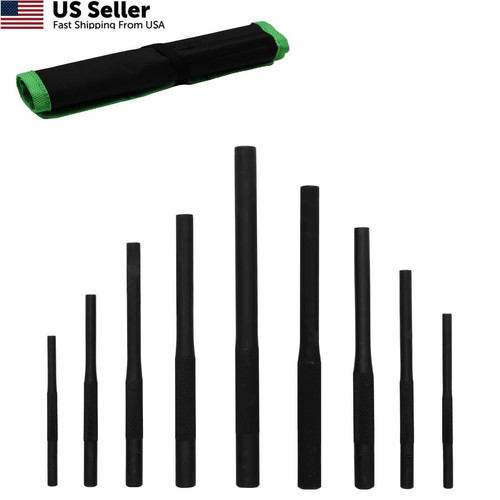 Grip 9 pc Gunsmithing Roll Pin Starter Punch Set - Sizes Include: Black