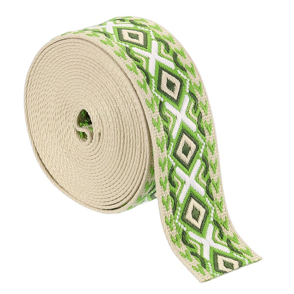 5Yards Cotton Webbing Strap 50mm Jacquard Webbing Purse Strap, Green-Grass Green