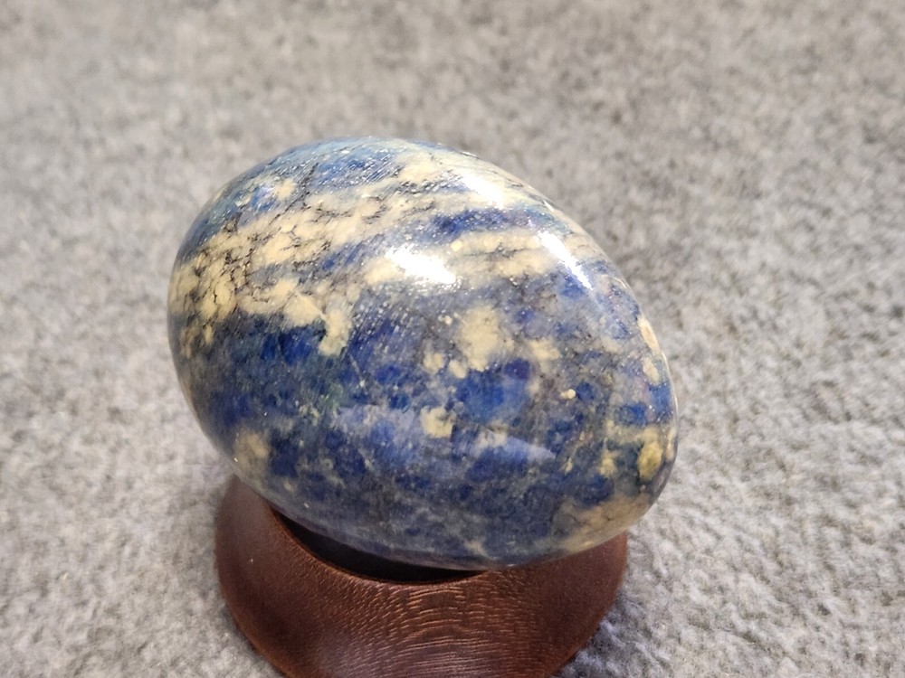 2½" Blue Paper Weight Galaxy Egg Healing Stone Carving with Base