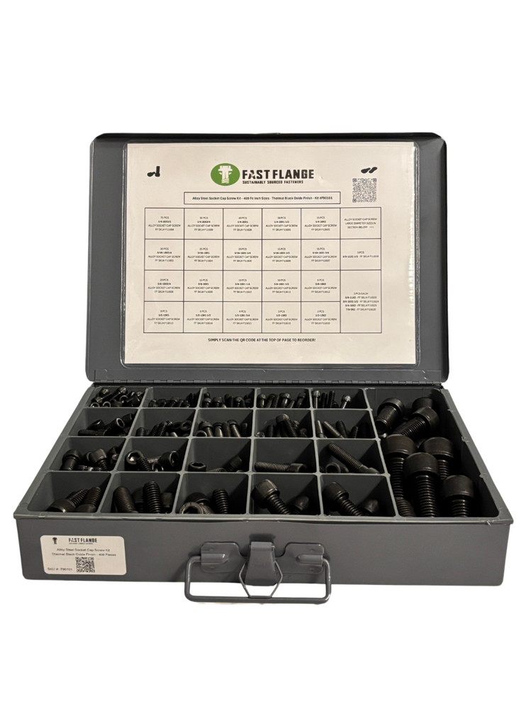 Inch Alloy Allen Socket Head Cap Screws Coarse Thread Black Oxide Kit- 409 Pcs