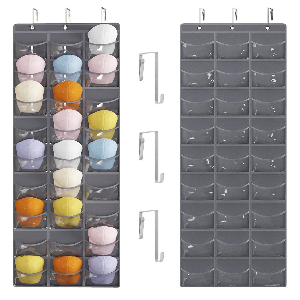 Fixwal Hat Organizer Racks for Baseball Caps, 27 Pocket Light Grey
