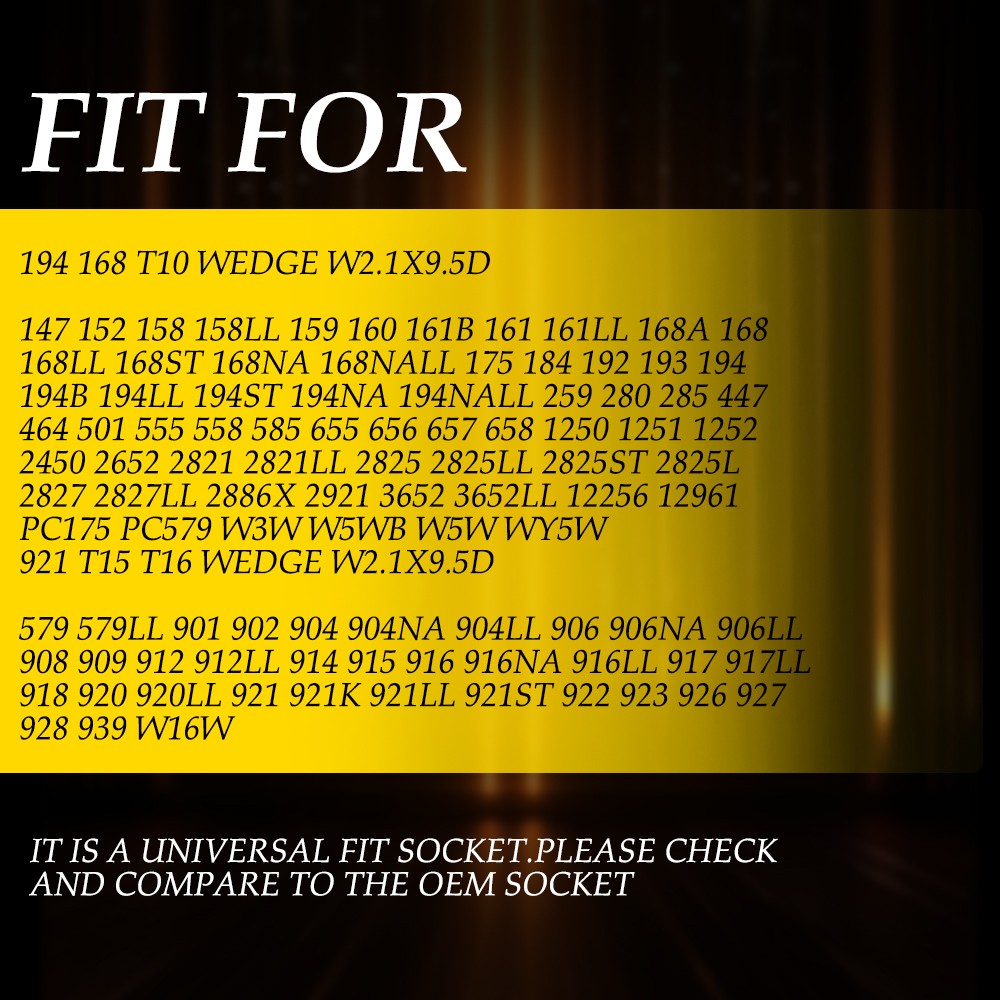 Universal Pigtail Wire Female 194 Socket T10 Front PGS Side Marker Light Plug B