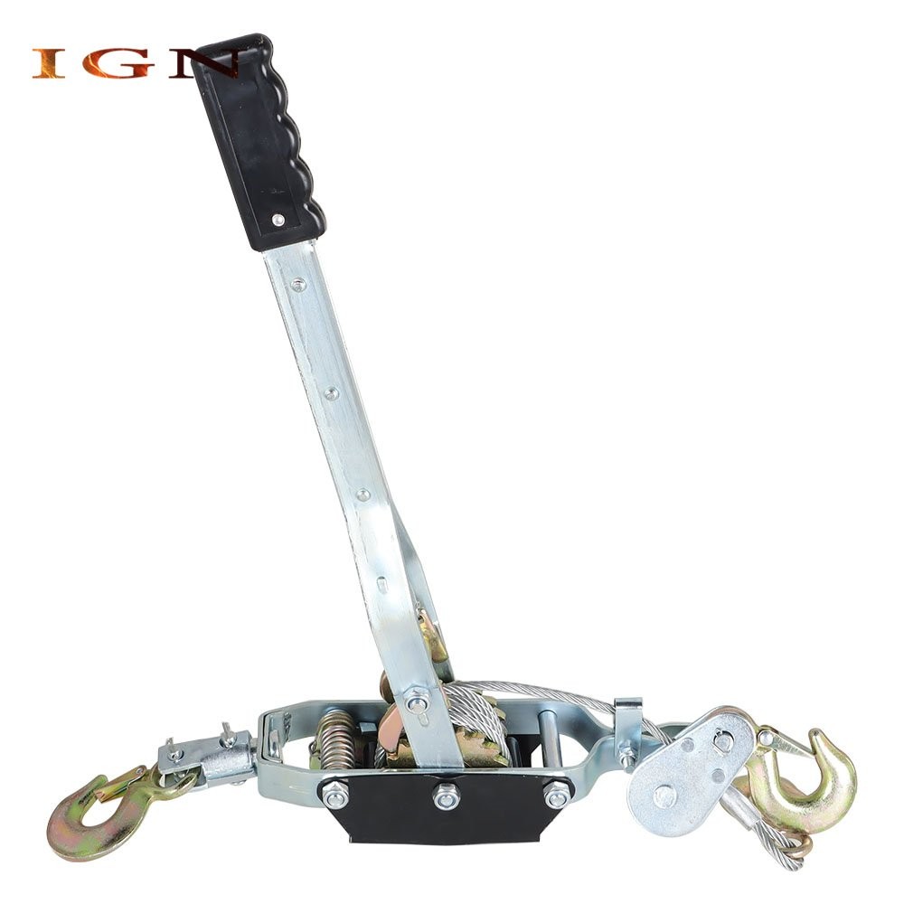 New Dual Gear Power Puller Steel Cable Handle 4 Ton Power Puller With 3 Hooks