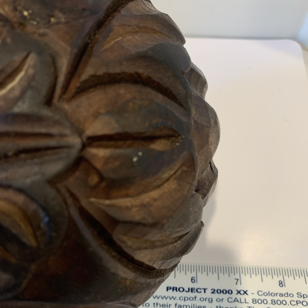 Primitive Hand Carved Solid Wood Sphere 6.5” Diameter Heavy