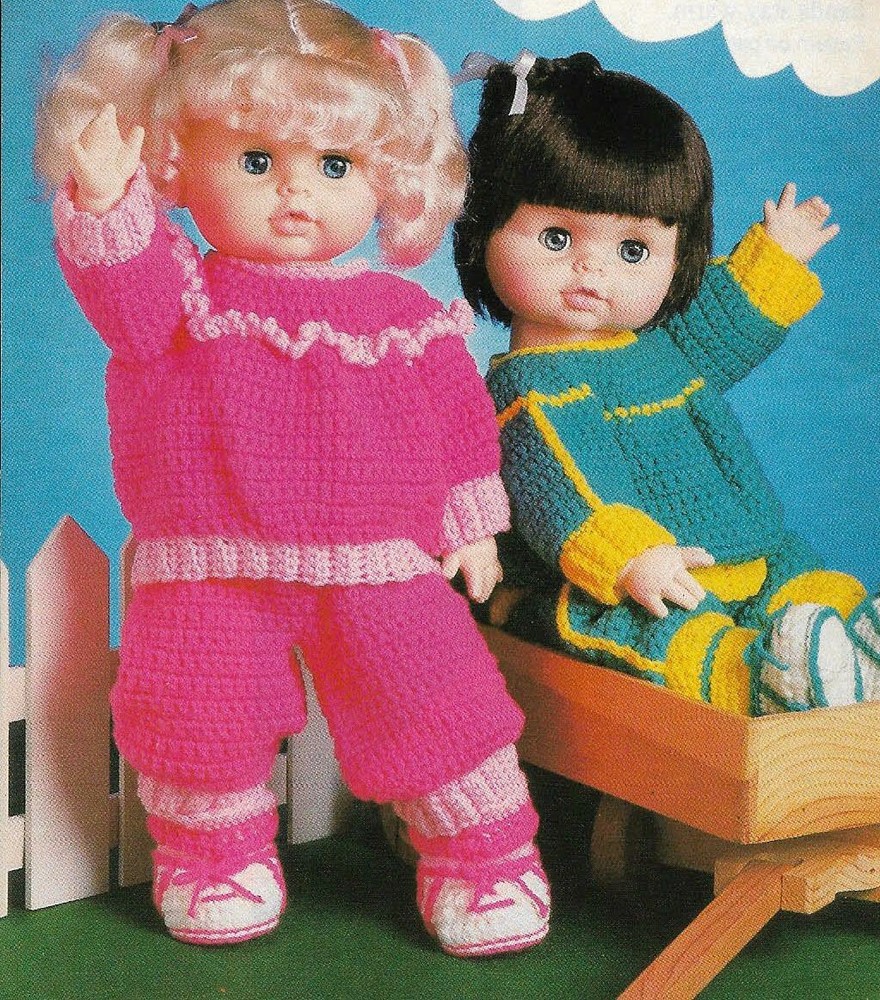 DOLLIES JOGGING OUTFITS DIGEST SIZE CROCHET PATTERN INSTRUCTIONS