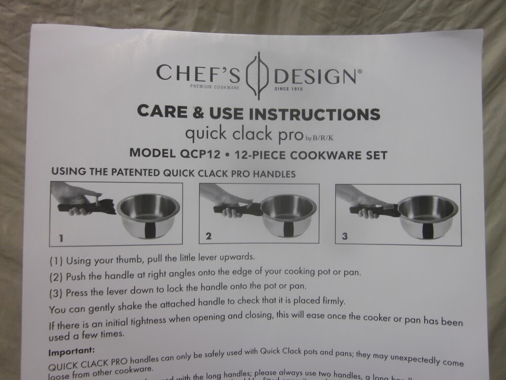 New Chef's Design Quick Clack Pro 12-Piece Cookware Set