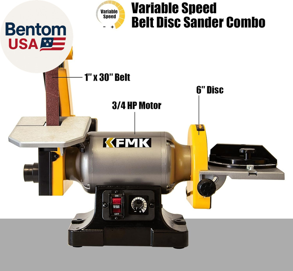 Variable Speed 1" X 30" Belt & 6" Disc Sander Combo, 3/4 HP Direct-Drive Motor,