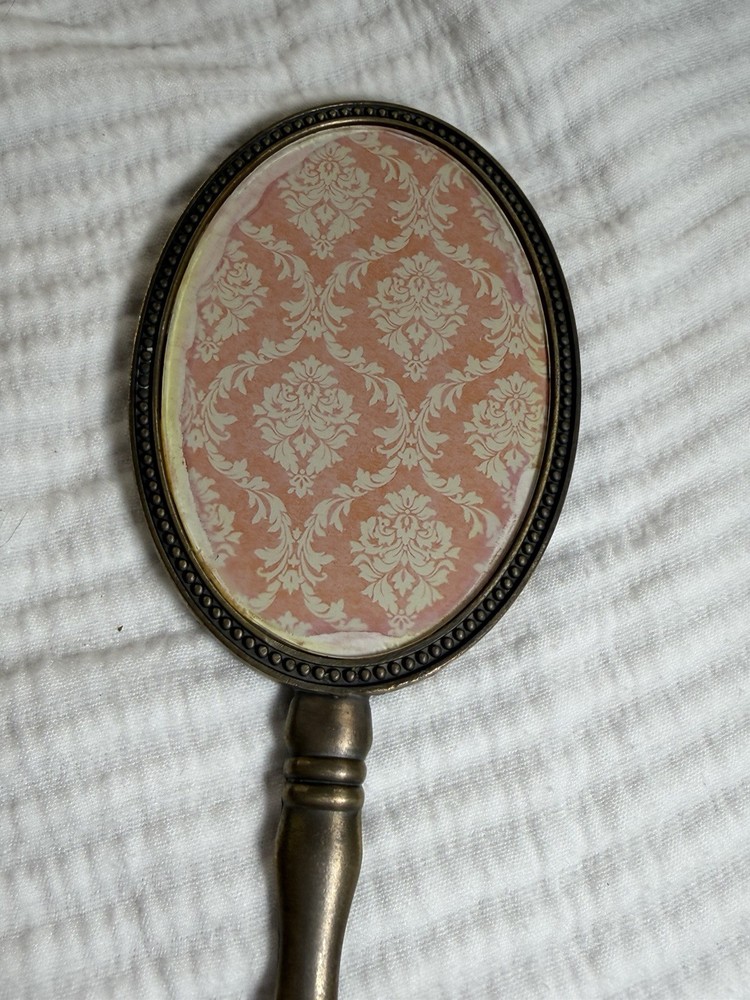 Vintage Brass Handheld Vanity Mirror Antique