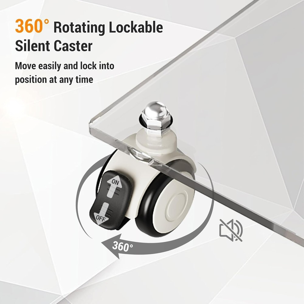 RexTact Adjustable Acrylic Podium 49"H Rolling Lockable Wheels With Shelf