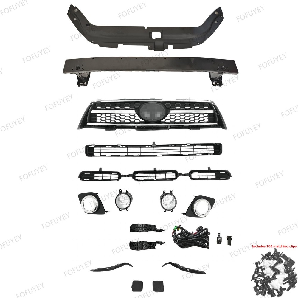 For RAV4 2009-12 Front Grilles Set/Bumper Bar/Radiator Cover/Lower Panel/Fog Kit