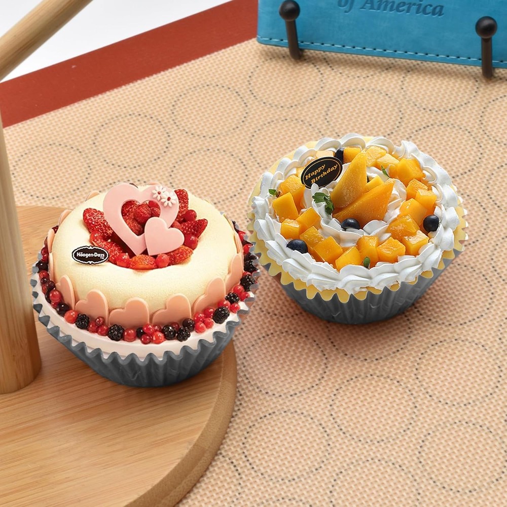 200 Pcs Silver Foil Cupcake Liners Standard Baking Cups Muffin Large,