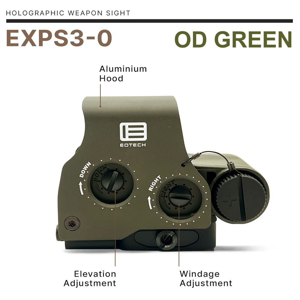 EOTech EXPS3-0 Red Dot Sight HWS 68 MOA Circle 1 MOA Dot w/ PVC Patch - OD Green