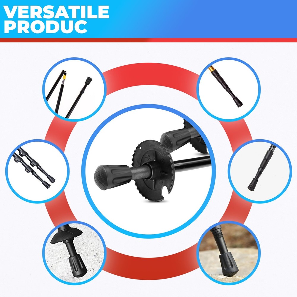 6 Pcs Hiking Pole Tips Accessories - Cane Rubber Black
