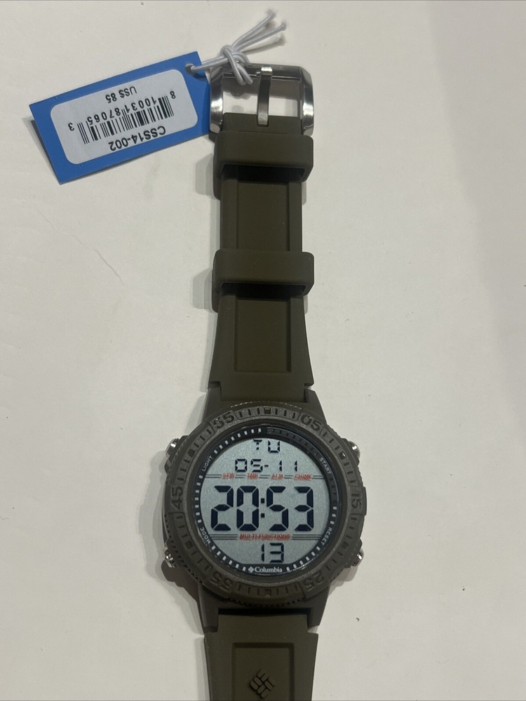 Columbia Self Select Quartz Digital Dial Olive Silicone Strap Watch CSS14-002 WF