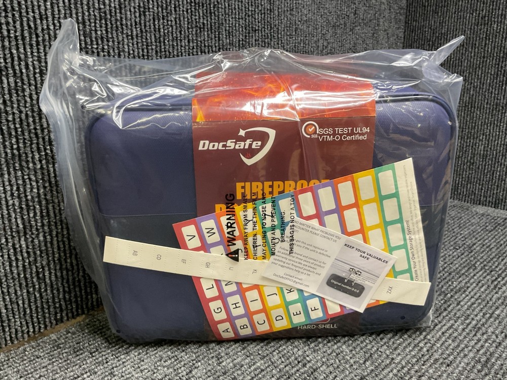 DocSafe fire & water proof document organizer / lock box (BLUE)