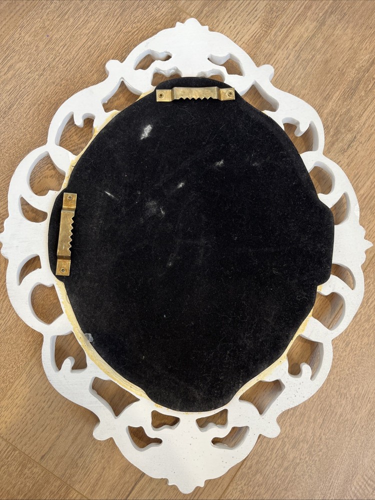 Vintage Mirror Ornate White Oval Plastic Wall Baroque Rococo