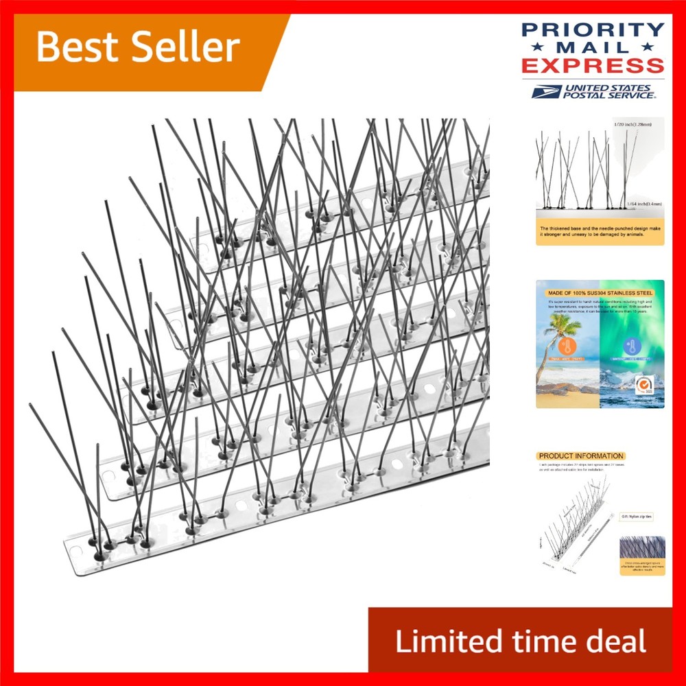 Comprehensive Bird Spike Set - Durable Stainless Steel Coverage for 38.3 Feet