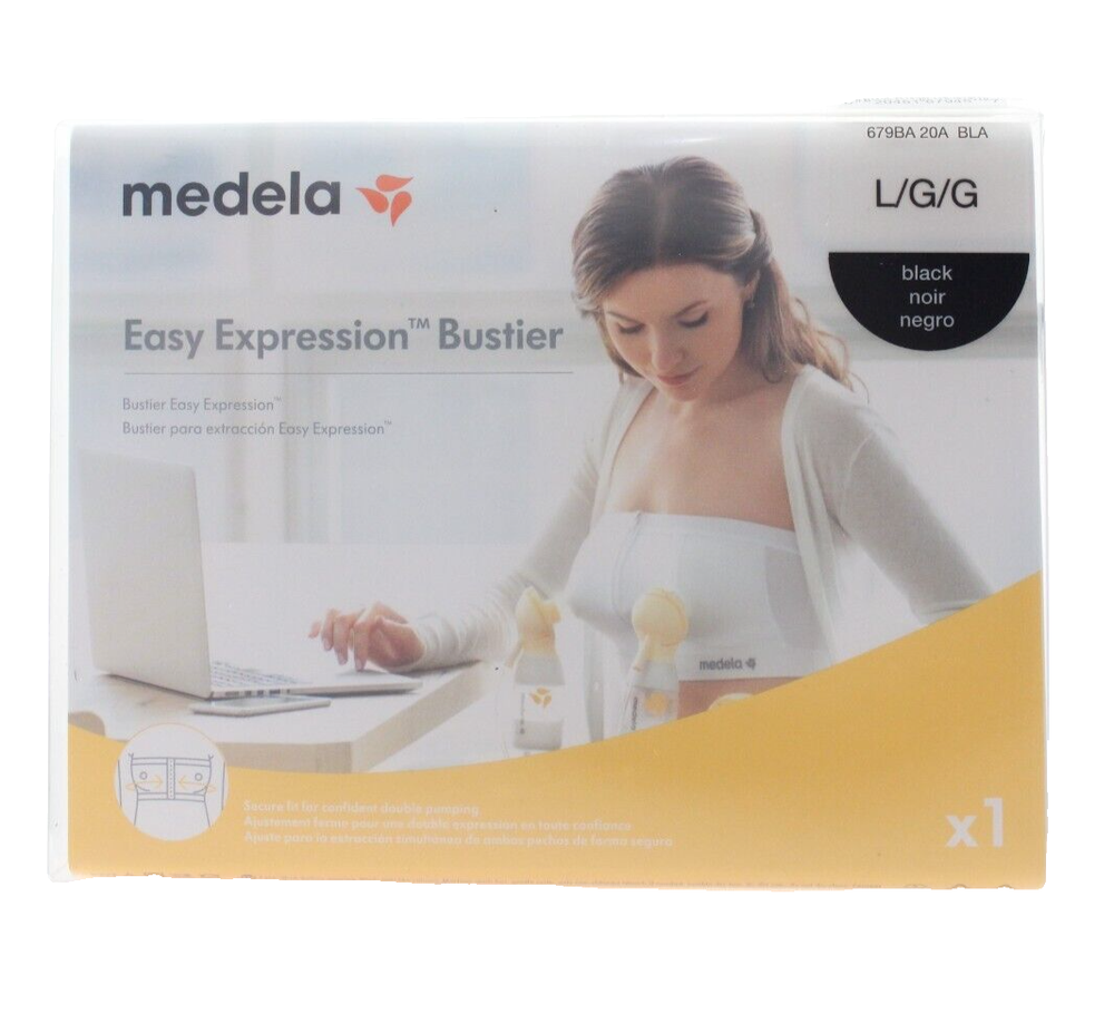 NEW - Medela EASY EXPRESSION BUSTIER for Breast Pumping (Black) Size: LARGE