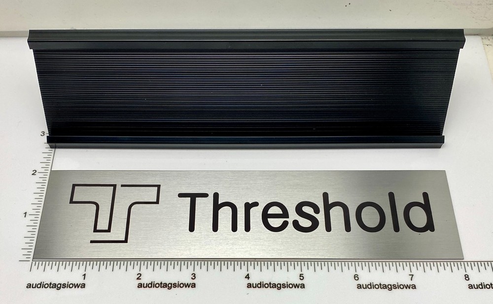 Threshold Desk Sign - Custom Silver Aluminum Double Sided