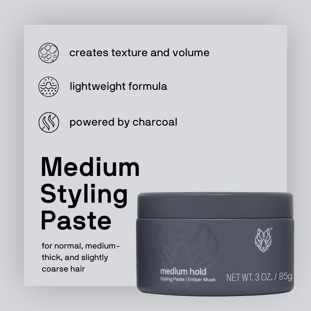 NEW Black Wolf Hair Styling Paste for Men - MEDIUM HOLD 3 oz Jar