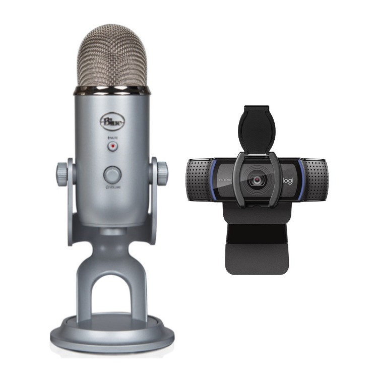 Blue Microphones Yeti Silver Bundle with Logitech C920S Pro HD Stream Webcam