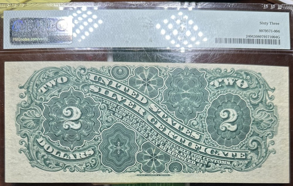 Pmg 1886 Silver Certiicate Ms 63 $2